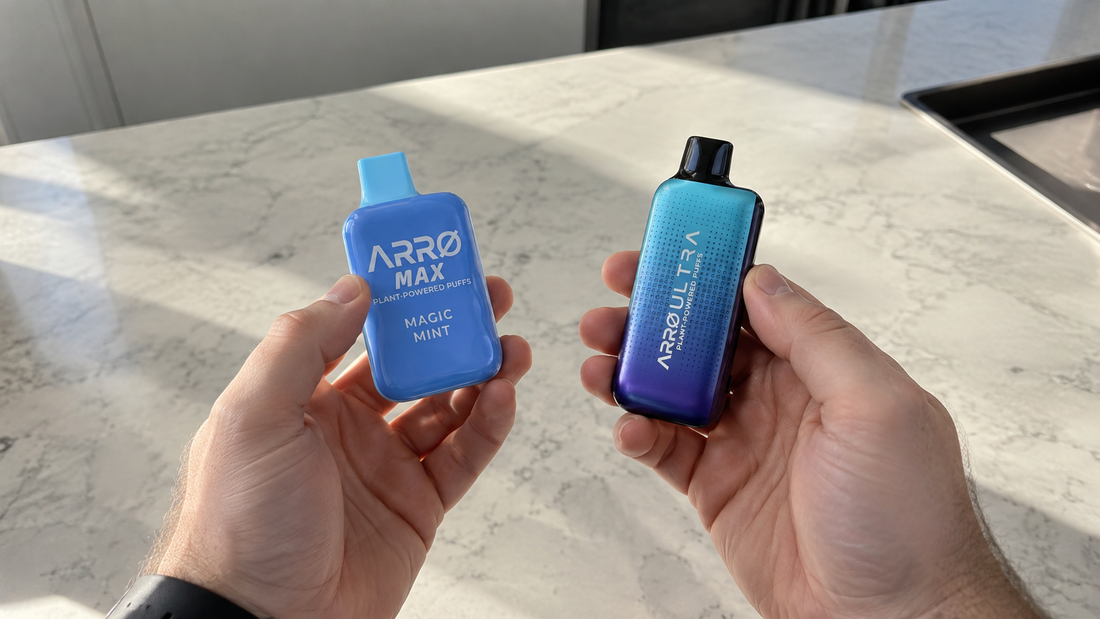 Adult comparing a disposable vape vs pod system based on cost, upkeep, and portability