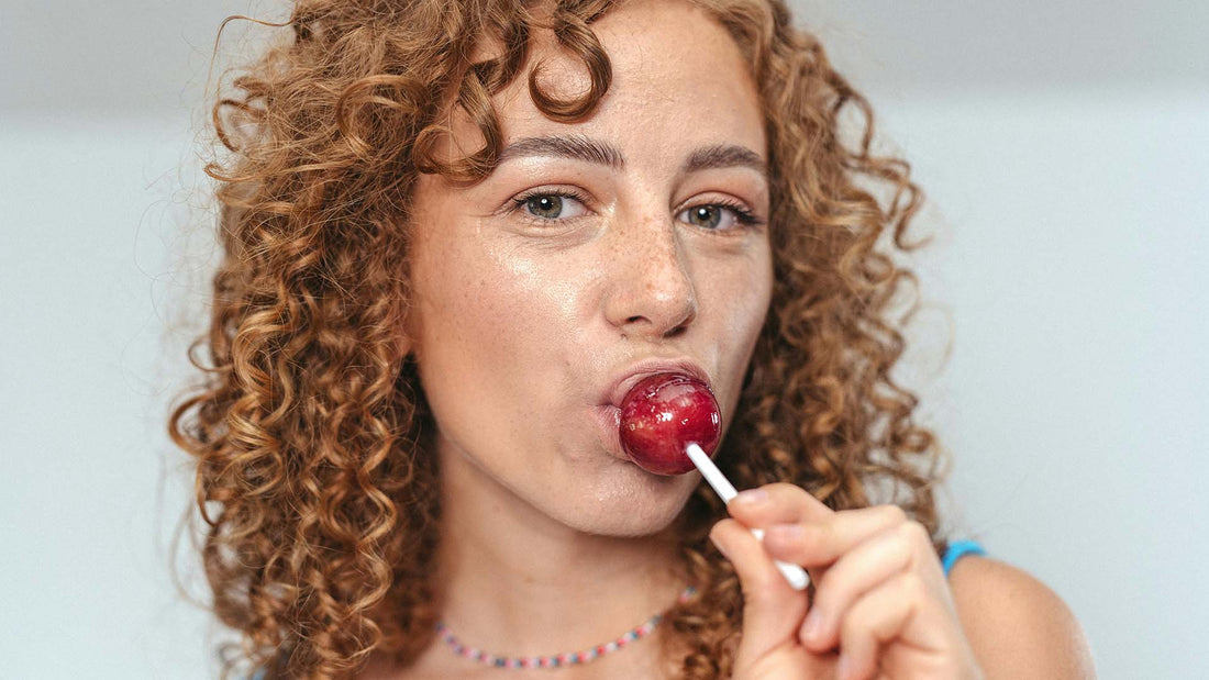 woman having a lollipop