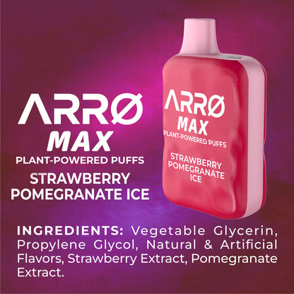 ARRØ MAX – Strawberry Pomegranate Ice (5,000 Puffs) Plant Powered Aromatherapy Device, Single Pack