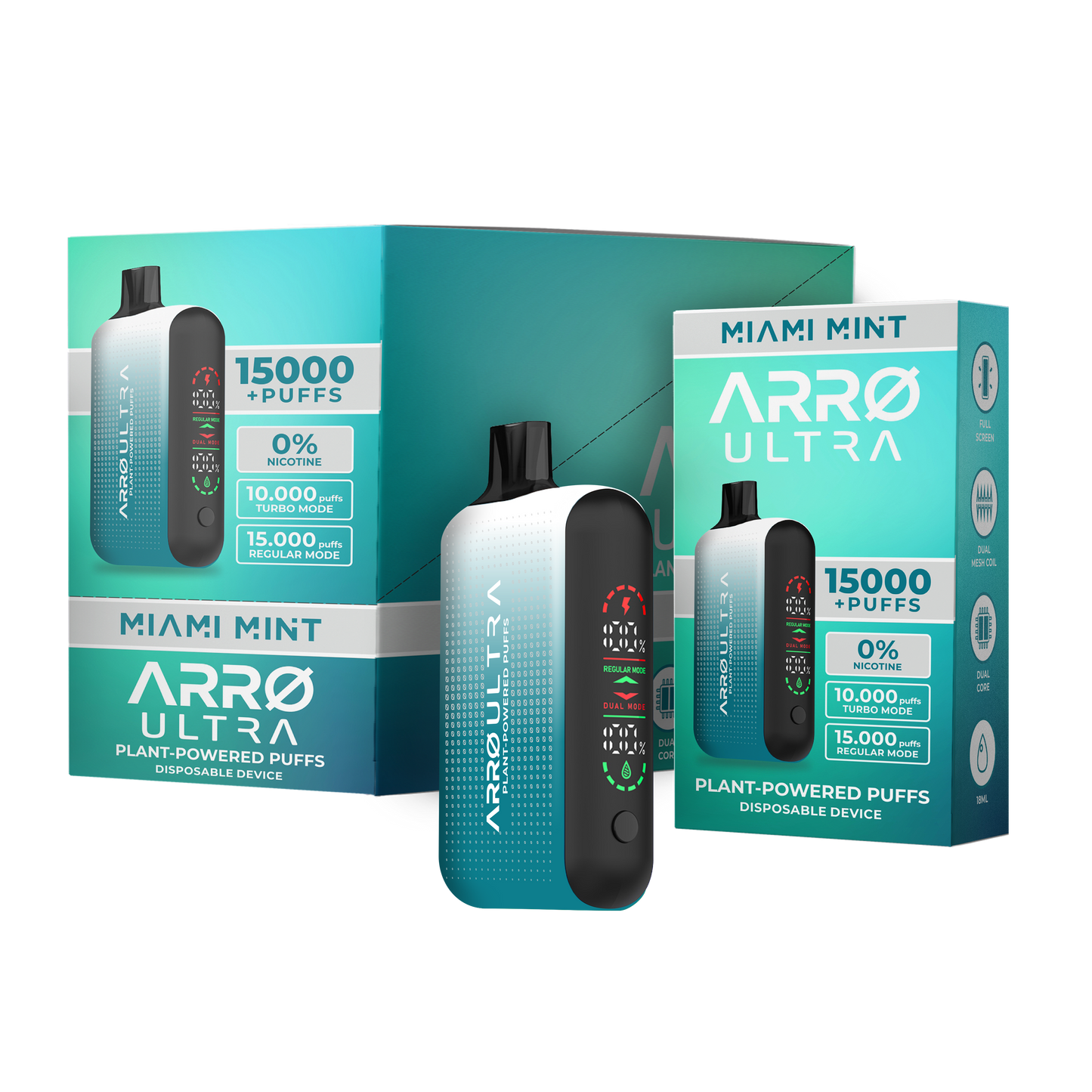 ARRØ Ultra –  Miami Mint (15,000 Puffs) Plant Powered Aromatherapy Device, Single Pack