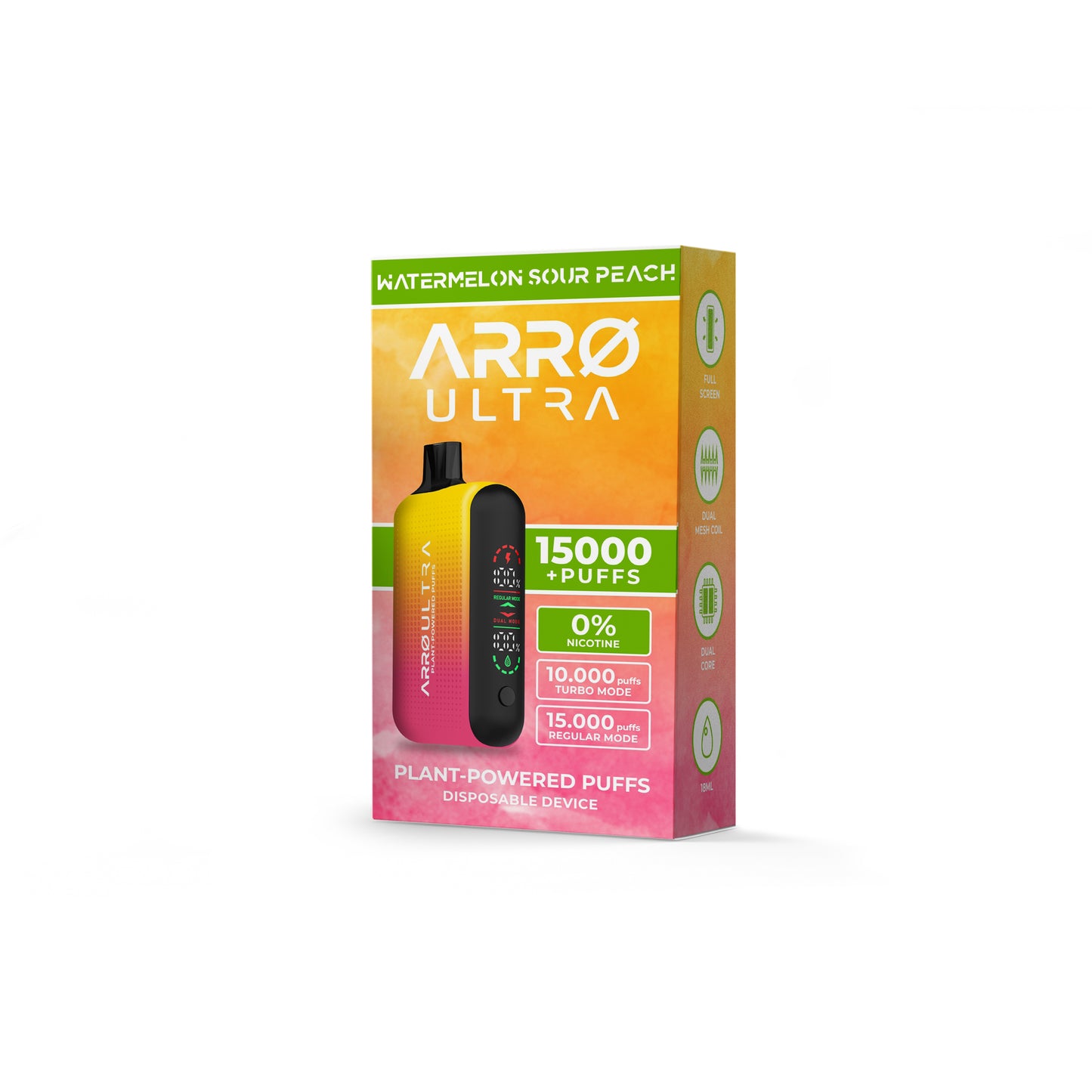 ARRØ Ultra –  Watermelon Sour Peach (15,000 Puffs) Plant Powered Aromatherapy Device, Single Pack