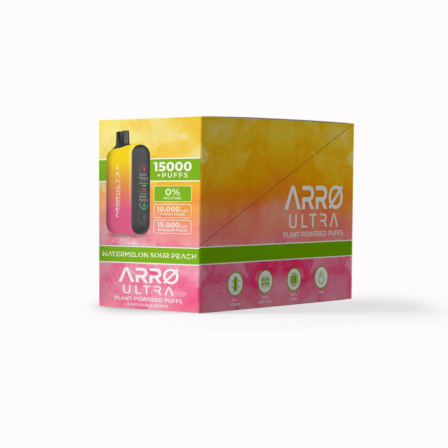 ARRØ Ultra –  Watermelon Sour Peach (15,000 Puffs) Plant Powered Aromatherapy Device, Single Pack