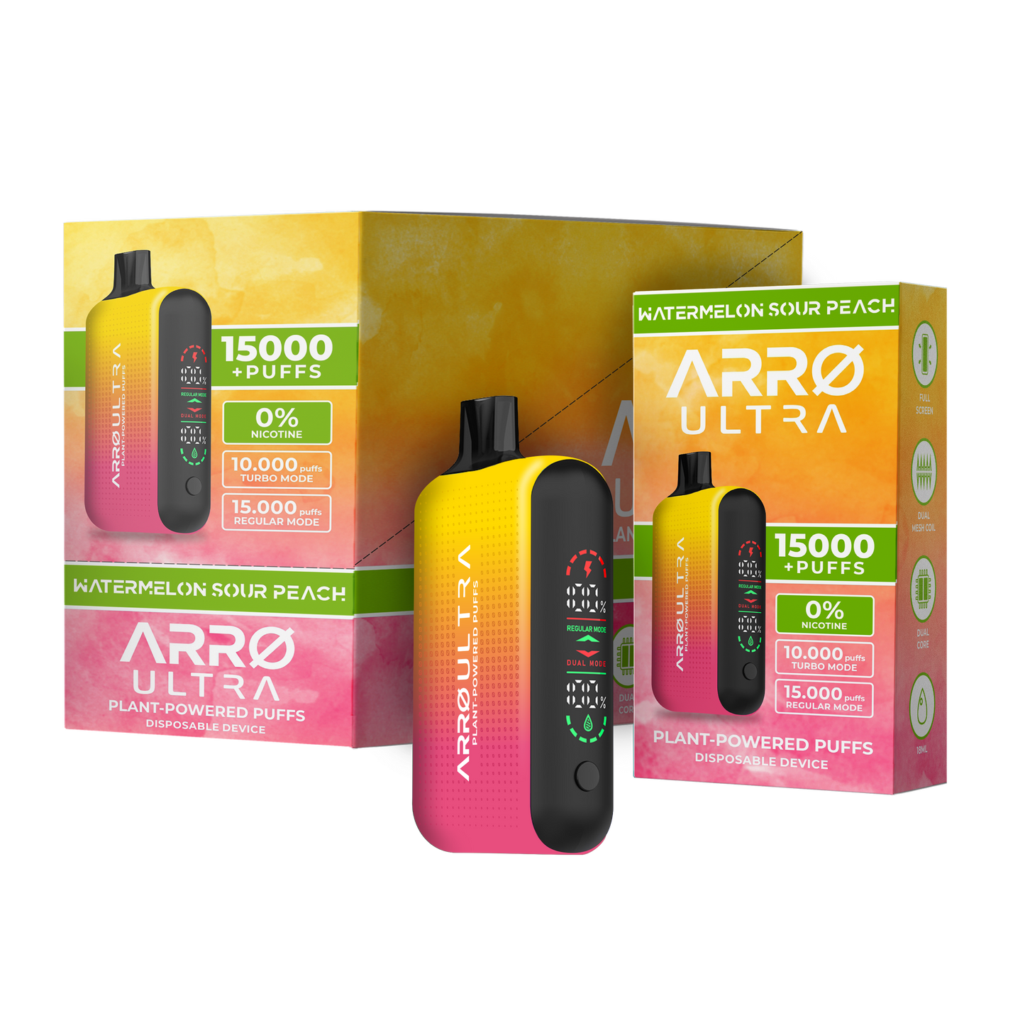 ARRØ Ultra –  Watermelon Sour Peach (15,000 Puffs) Plant Powered Aromatherapy Device, Single Pack