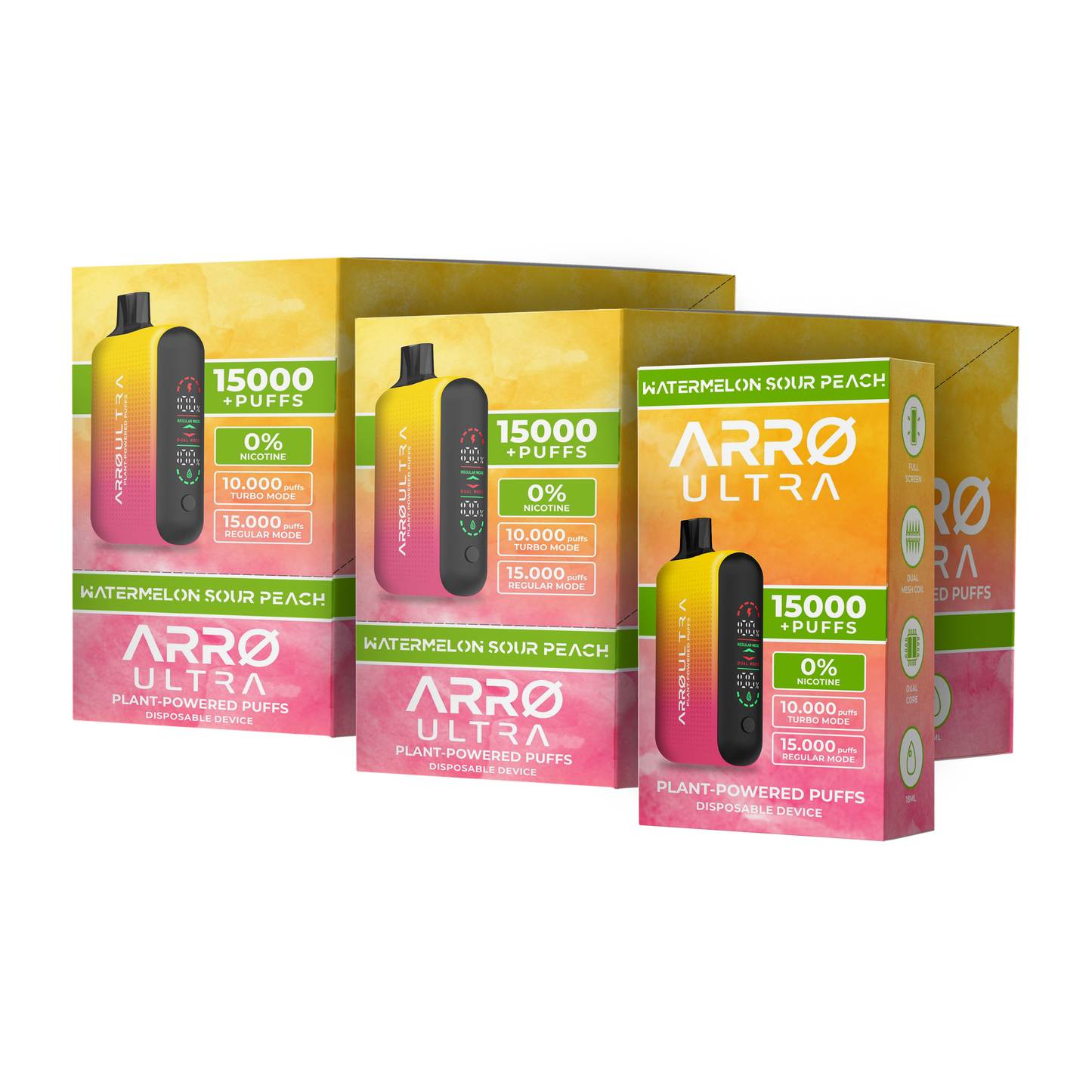 ARRØ Ultra –  Watermelon Sour Peach (15,000 Puffs) Plant Powered Aromatherapy Device, Single Pack