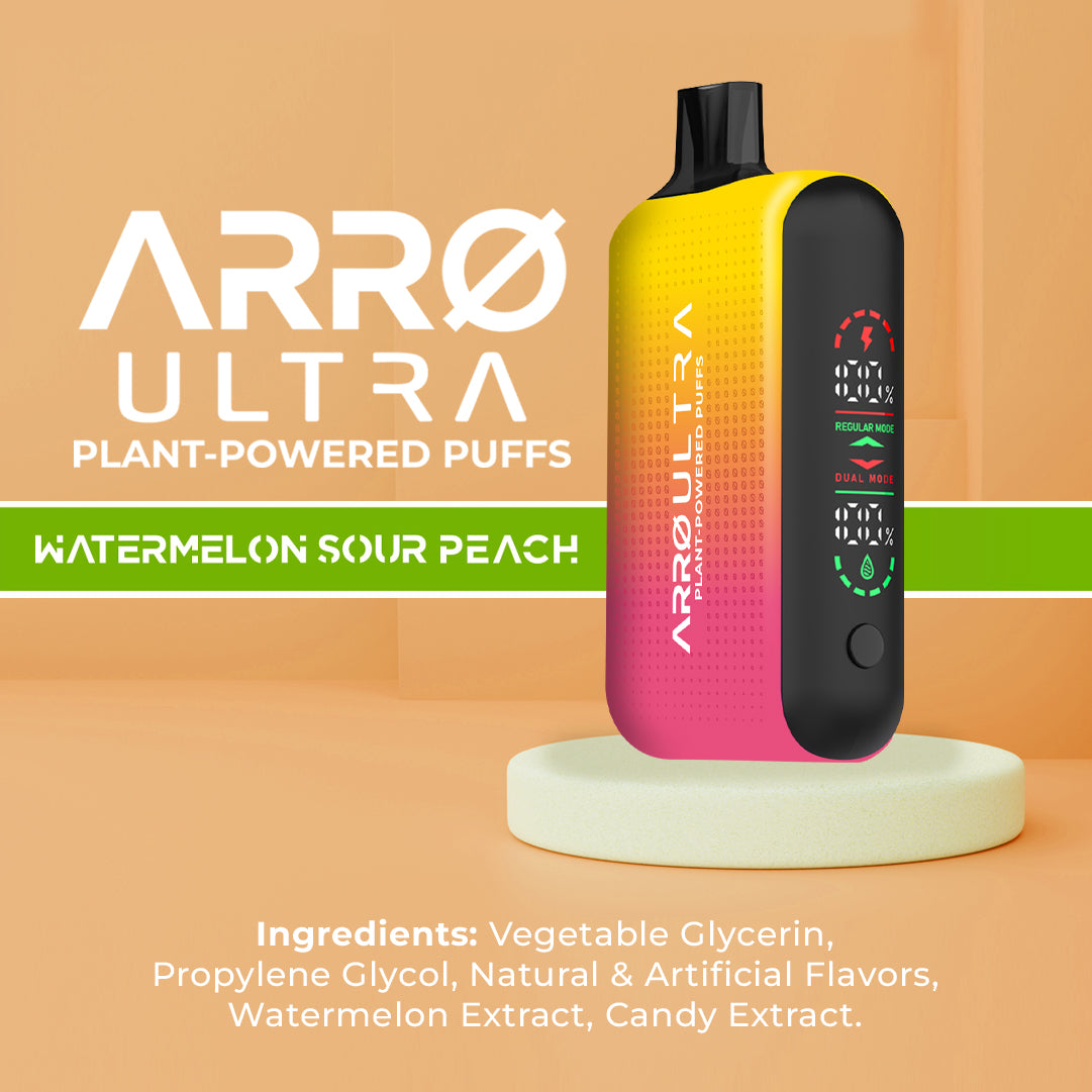 ARRØ Ultra –  Watermelon Sour Peach (15,000 Puffs) Plant Powered Aromatherapy Device, Single Pack