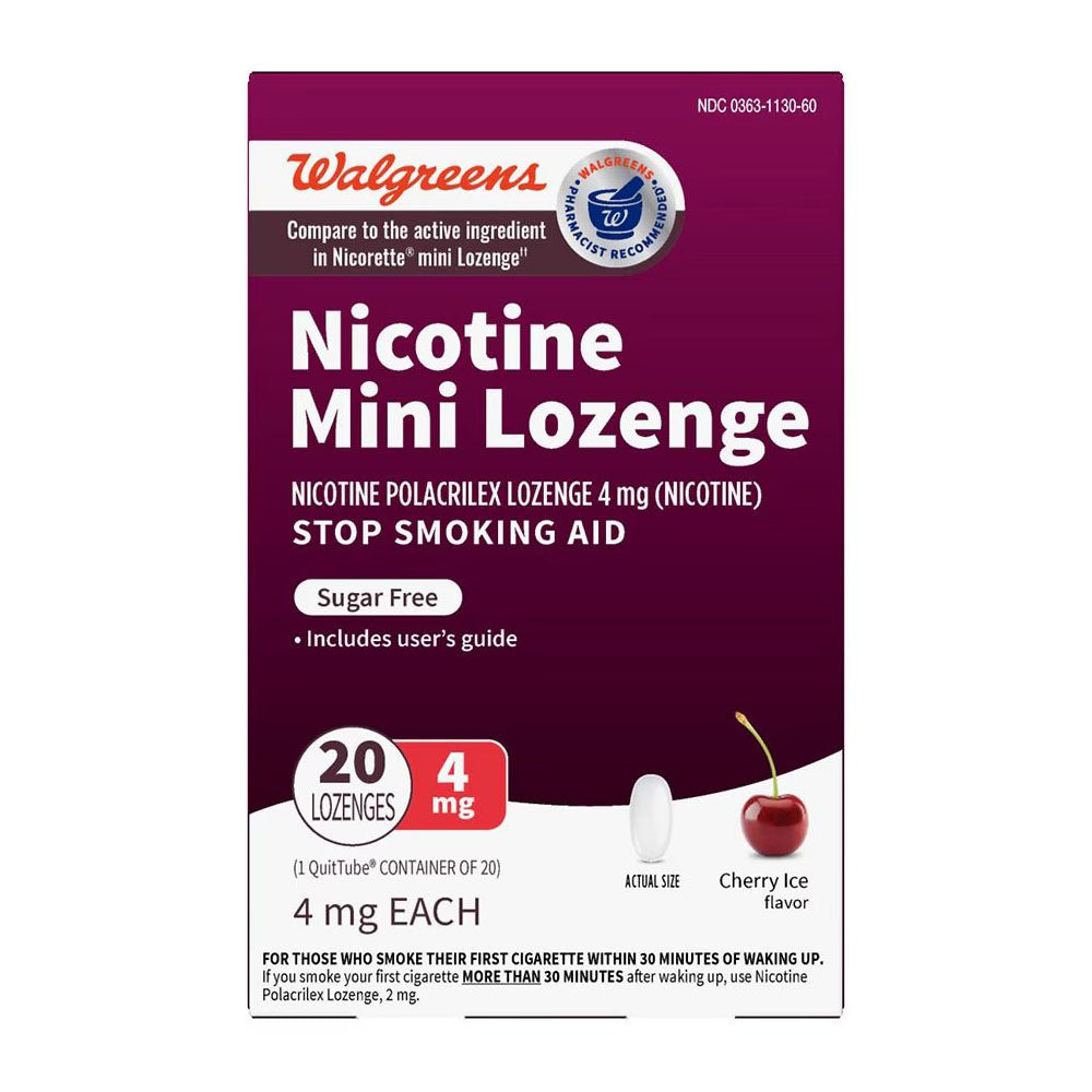 Box of Walgreens 4 mg nicotine lozenges